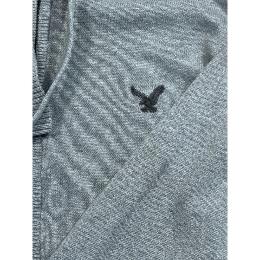 American Eagle Outfitters Mens Gray Full Zip Hooded Sweater Vintage Fit LT/GL‎